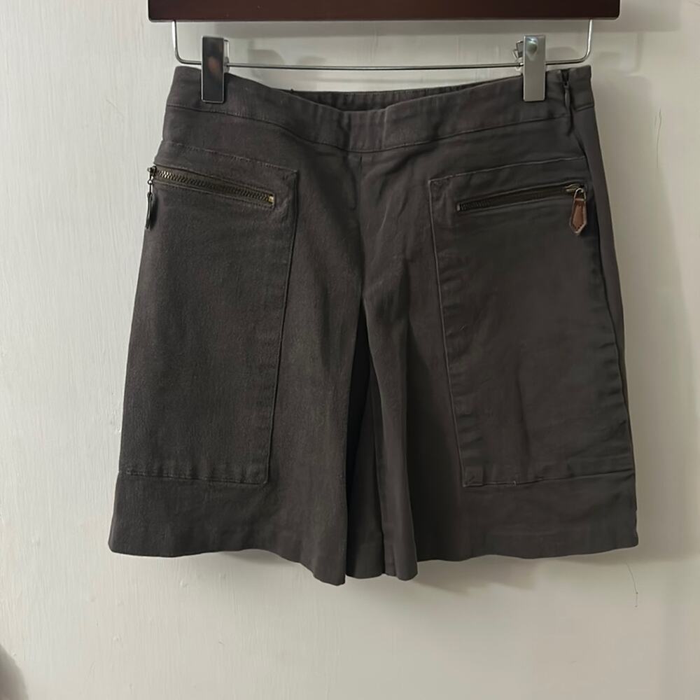 Zara Basic High Waist Pleat Mini Skirt S Olive Green Casual Neutral Basics Indie